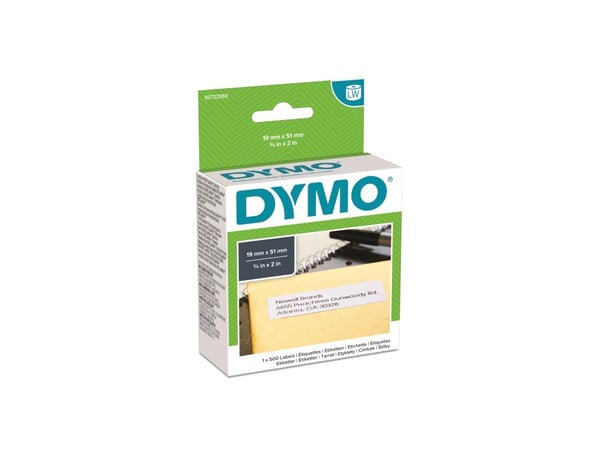 DYMO LW - Yleistarrat - 19 x 51 mm - S0722550, Valkoinen, Itse kiinnittyvä tulostintarra, Paperi, Irroitettava, Suorakulmio, LabelWriter