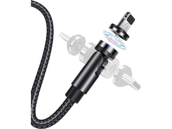 USAMS magnetisk kabel U59 lightning 2,1A hurtiglading 1 m flettet svart SJ472USB01 (US-SJ472)