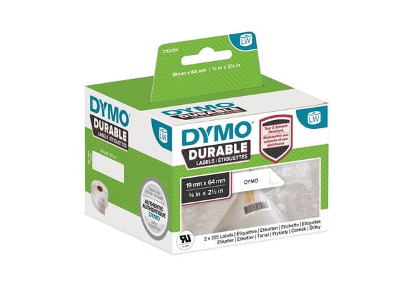 DYMO - Permanet adhesiv - 64 x 19 mm 900 etikett(er) (2 rull(er) x 450) merkelapper - for DYMO LabelWriter 310, 315, 320, 330, 400, 450, 4XL, SE450...