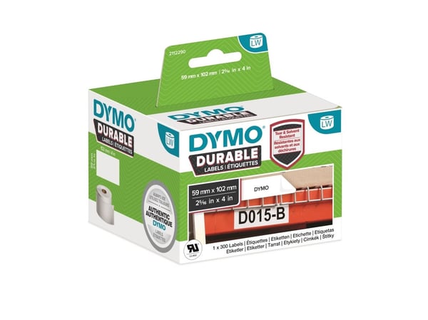 DYMO LabelWriter DURABLE - Polypropylen (PP) - permanet adhesiv - hvit - 59 x 102 mm 300 etikett(er) (1 rull(er) x 300) merkelapper