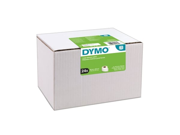 DYMO Large Address Labels - Hvit - 36 x 89 mm 6240 etikett(er) (24 rull(er) x 260) adresselapper - for DYMO LabelWriter 320, 330 Turbo, 400, 400 Tw...