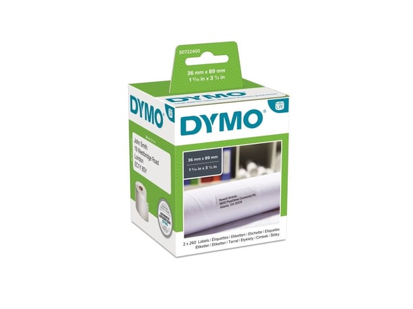 Adresseetiketter, Dymo LabelWriter, 36 x 89 mm, 260 etiketter, pakke a 2 stk