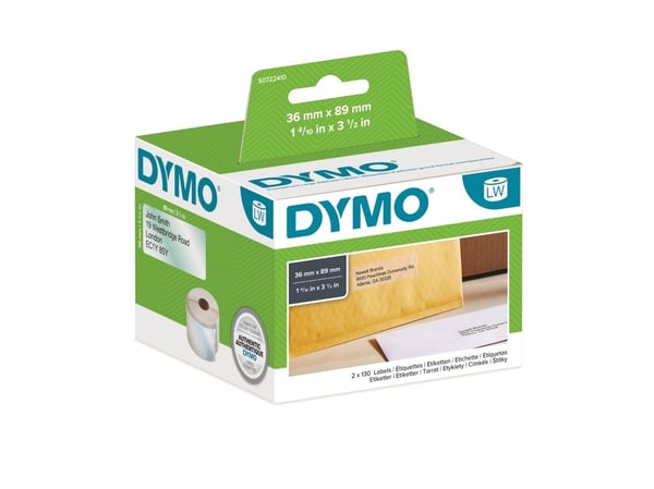 DYMO LabelWriter - Plast - permanet adhesiv - gjennomsiktig - 36 x 89 mm 260 etikett(er) (1 rull(er) x 260) adresselapper - for DYMO LabelWriter 31...