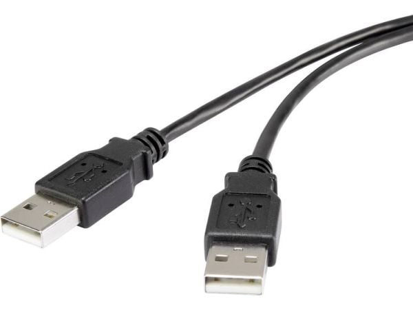 Renkforce RF-4463028, 1 m, USB A, USB A, USB 2.0, 0,48 Gbit/sek, Sort