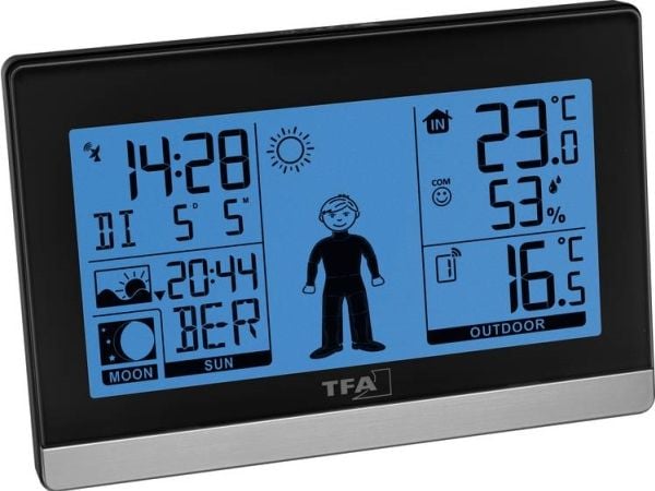 TFA-Dostmann Weather Boy, Sort, Inne hygrometer, Inne Termometer, Utendørs Barometer, Plast, 20 - 95%, -9,9 - 50 °C, 14,2 - 122 °F