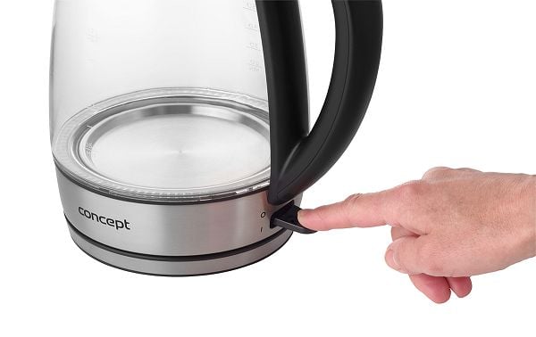 Concept RK4120, 1,7 l, 2200 W, Svart, Rustfritt stål, Gjennomsiktig, Glass, Justerbar termostat, Overopphetingsbeskyttelse