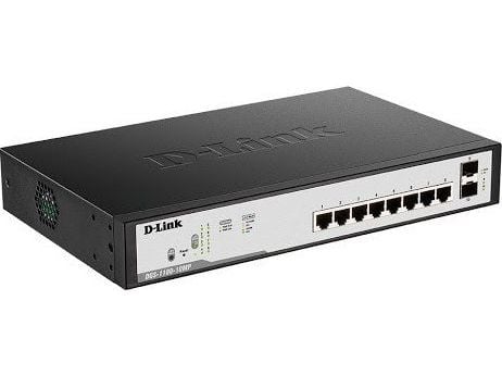 D-Link DGS 1100-10MPV2 - Switch - smart - 8 x 10/100/1000 (PoE) + 2 x Gigabit SFP - rackmonterbar - PoE (130 W)
