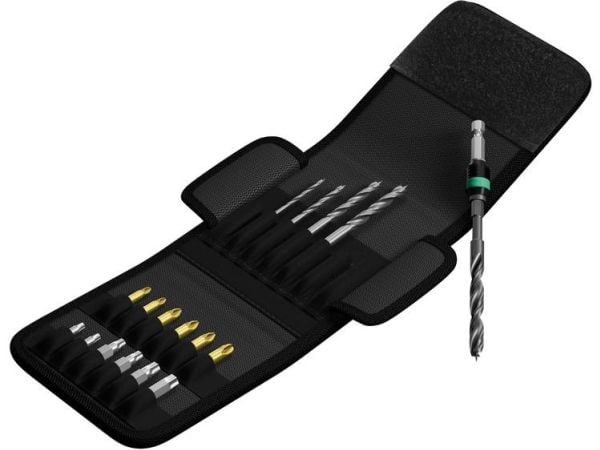 Wera 849/855/867/18, Multi-verktøy, Drill bit set, Høyrehåndsrotasjon, Metall, Sylindrisk Skaft, Sort, Gull, Rustfritt stål