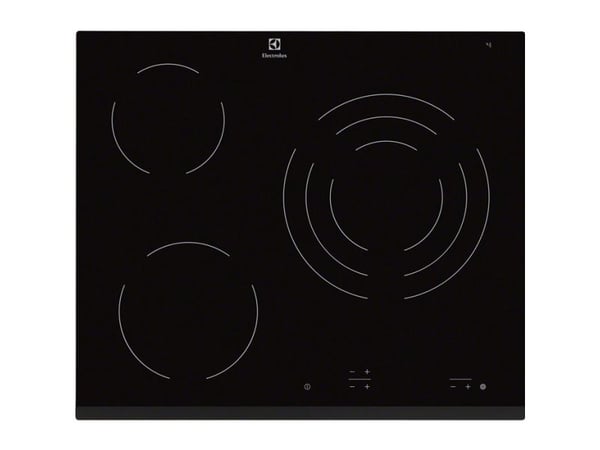 Electrolux EHF6232FOK - Keramisk komfyrtopp - 3 plater - Nisje - bredde: 56 cm - dybde: 49 cm - med avfaset front - svart