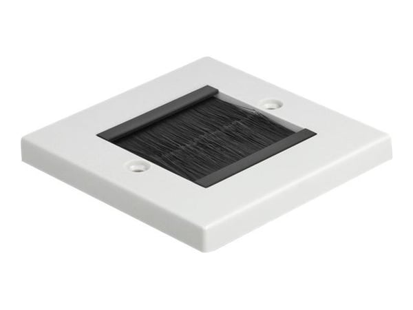 Delock Cable Management Cover 86 x 86 mm with black Brush Strips - Cable management panel cover - väggmontering - vit