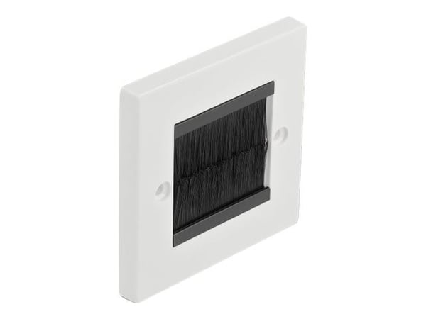 Delock Cable Management Cover 86 x 86 mm with black Brush Strips - Cable management panel cover - väggmontering - vit