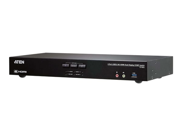 ATEN CS1842 2-Port USB 3.0 4K HDMI Dual Display KVMP Switch - KVM / lyd / USB-svitsj - 2 x KVM/lyd/USB - 1 lokalbruker - stasjonær ATEN CS1842 2-Port USB 3.0 4K HDMI Dual Display KVMP Switch - KVM / lyd / USB-svitsj - 2 x KVM/lyd/USB - 1 lokalbruker - stasjonær
