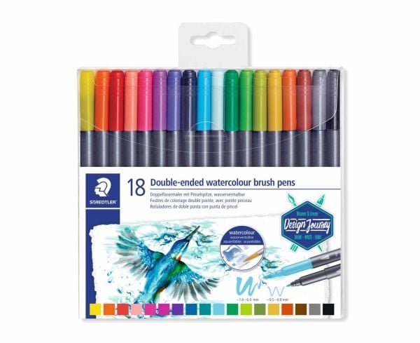 Staedtler 3001, Ohut/erittäin paksu, 18 väriä, Monivärinen, Pyöreä kärki ja sivellinkärki, 0,5 mm, 6 mm