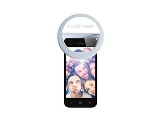 RealPower smarttelefonringlys for enda bedre selfies, LED, Grå, smarttelefoner, 8,5 cm, 28 mm, 70 g
