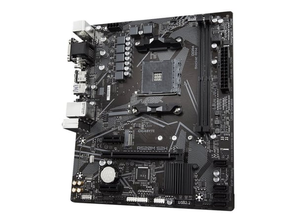 Gigabyte A520M S2H - 1.0 - hovedkort - micro ATX - Socket AM4 - AMD A520 Chipset - USB 3.2 Gen 1 - Gigabit LAN - innbygd grafikk (CPU kreves) - HD-...
