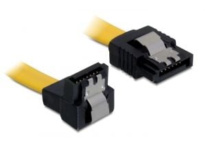 DeLOCK Cable SATA - SATA-kabel - Serial ATA 150/300/600 - SATA (hona) till SATA (hona) - 20 cm - vinklad kontakt, hasp, rak kontakt - gul