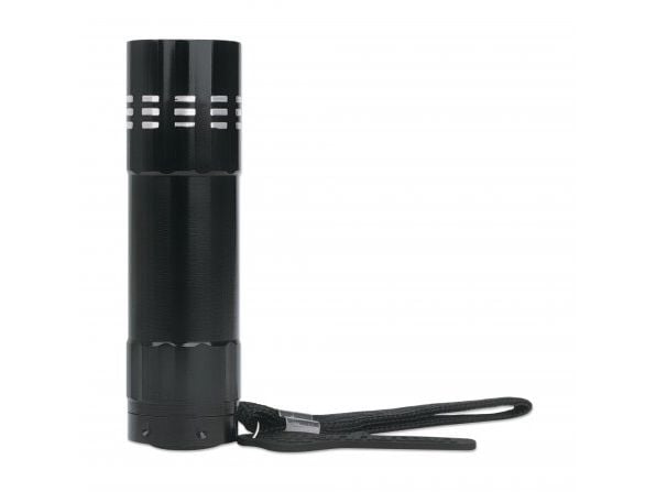 Manhattan 960311, Hånd lommelygte, Sort, Aluminium, Knapper, LED, 9 Lampe( r)