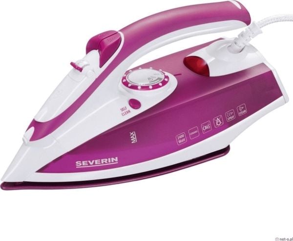 SEVERIN BA 3243 - Dampstrykejern - strykesål: rustfritt stål - 2400 W - hvit/fiolett