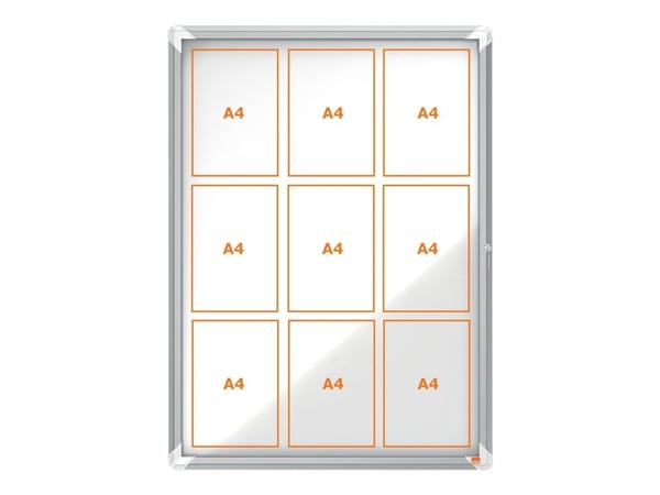 Nobo - Innbygd oppslagstavle - veggmonterbar - 9 x A4 - stål - magnetisk - hvit