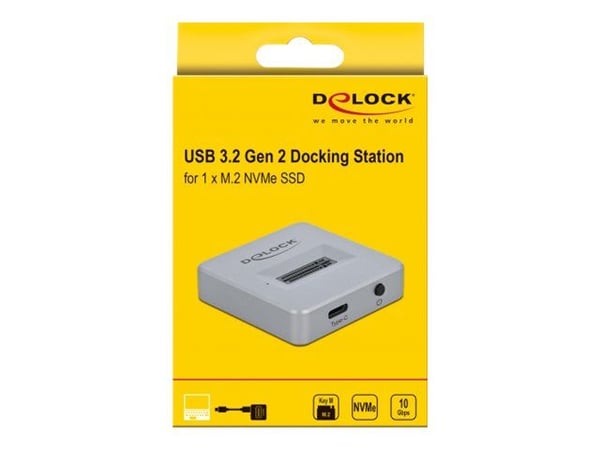 Delock M.2 Docking Station - Grensesnittsadapter - M.2 NVMe Card - USB 3.2 (Gen 2) - sølv