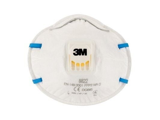 Sikkerhed-maski 3M 8822 P2 mod tørre partikler/væskeformige aerosoler,10 stk/pk