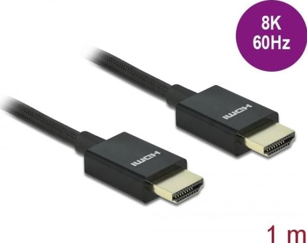 Delock - Ultra High Speed - HDMI-kabel - HDMI hane till HDMI hane - 1 m - koaxial - svart - stöd för 8K