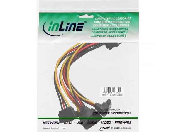 InLine 29683X, 0,3 m, SATA 15-pin, 4 x SATA, Hankjønn, Hunkjønn, Rett