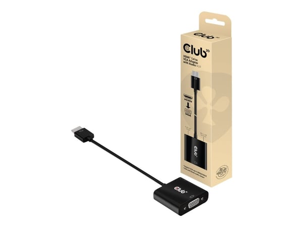 Club 3D CAC-1302 - Video adapter - HDMI hann til HD-15 (VGA), mini-phone stereo 3.5 mm, Micro-USB Type B - 1080p-støtte, aktiv omformer