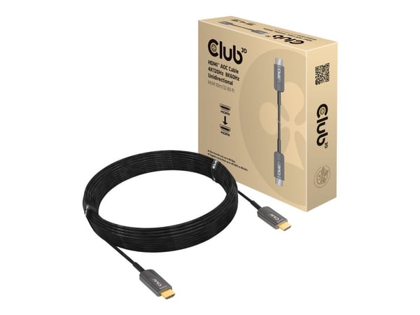 Club 3D CAC-1376 - Ultra High Speed - HDMI-kabel - HDMI hann til HDMI hann - 10 m - Active Optical Cable (AOC), 4K 120 Hz støtte, 8K 60Hz støtte, E...