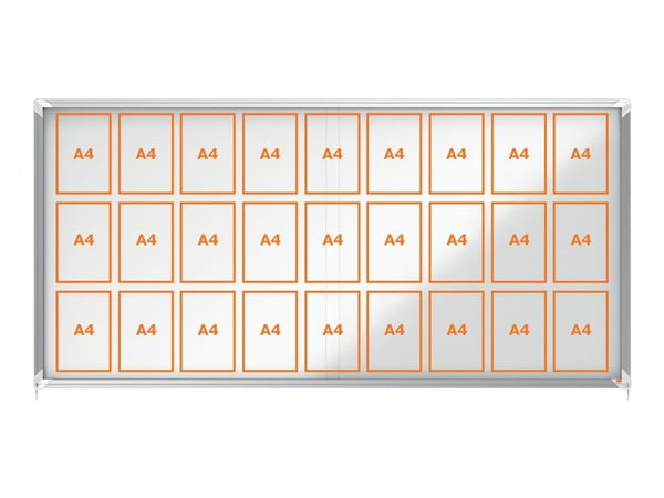 Nobo Premium Plus lukollinen ilmoitustaulu liukuovella 27xA4, Valkoinen, Terästä, Standard, 2072 mm, 997 mm, 54 mm