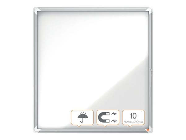 Nobo - Innbygd oppslagstavle - veggmonterbar - 944 x 907 mm - 12 x A4 - metall - magnetisk - utendørs - hvit