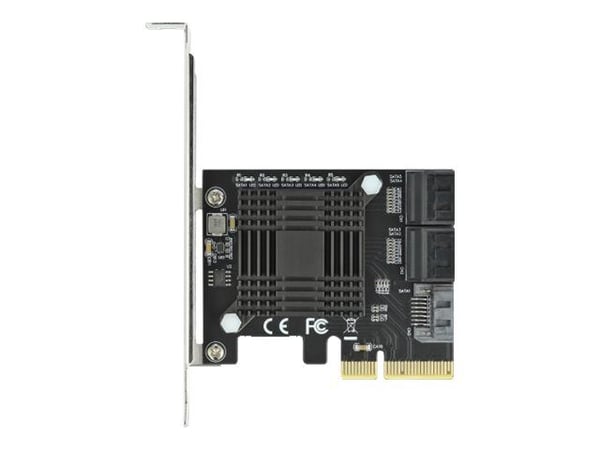 Delock 5 port SATA PCI Express x4 Card - Low Profile Form Factor - Diskkontroller - SATA 6Gb/s - lav profil - PCIe 3.0 x4
