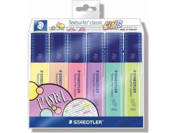 STAEDTLER Textsurfer classic 364 - Markeringspenn - assorterte farger - vannbasert blekk - 1-5 mm (en pakke 6)