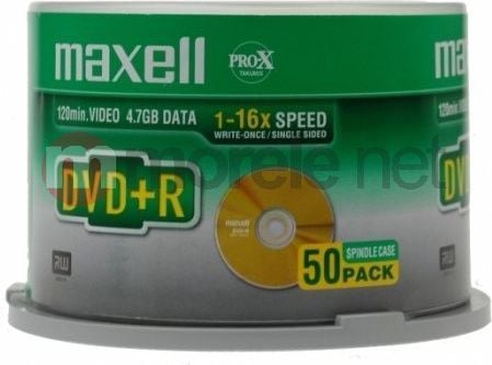 Maxell DVD+R 8x Spindle, 120 mm, 50 stykker, 4,7 GB Maxell DVD+R 8x Spindle, 120 mm, 50 stykker, 4,7 GB