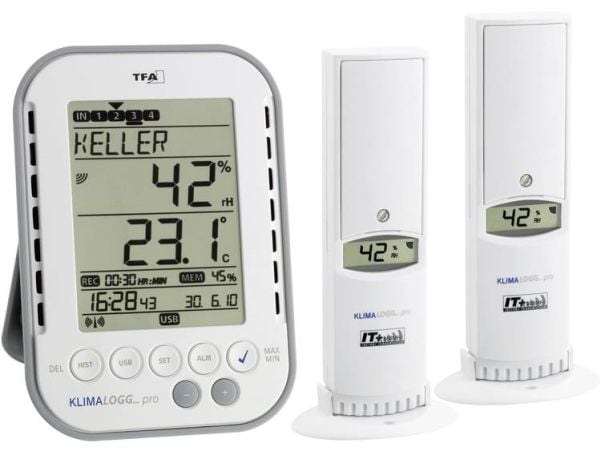TFA Dostmann KLIMALOGG PRO Startpaket Fuktmätare (hygrometer) 1 % rH 99 % rH TFA startpaket för inomhusklimat, dataloggerfunktion