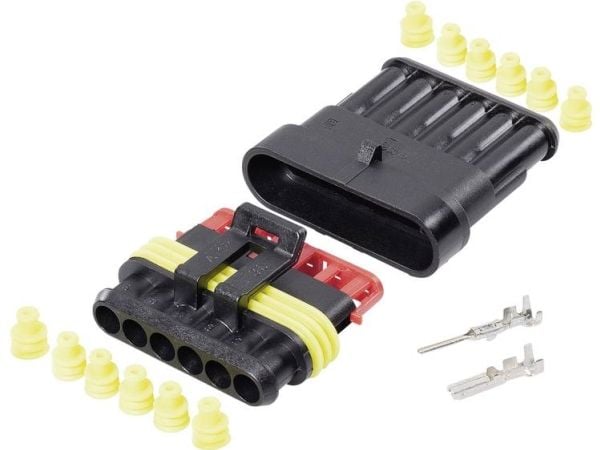 TE Connectivity Superseal-set AMP-Superseal 1,5 mm Series, antal poler 6, raster 6 mm, 30S007, 1 set