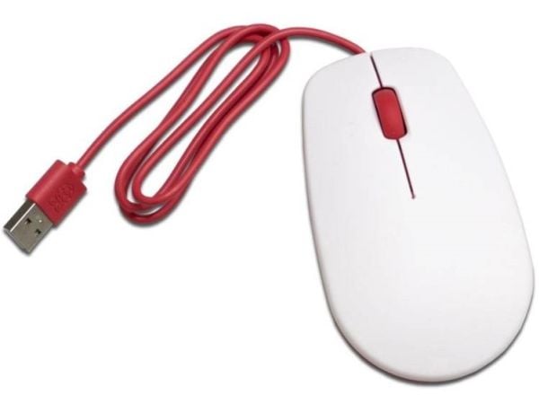 Raspberry Pi - Hiiri - oikea- ja vasenkätinen - optinen - 3 painiketta - langallinen - USB - valkoinen, punainen