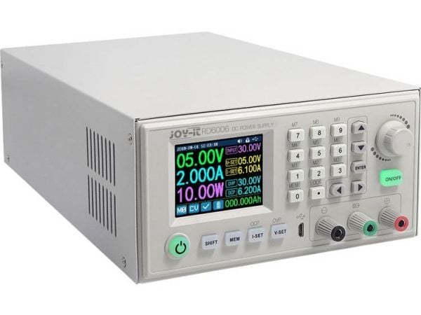 Joy-it laboratorie strømforsyning justerbar 0–60 V 0–6 A 400 W USB, WiFi-fjernstyrt, programmerbar, 2 utganger (JT-RD6006-Comfort)