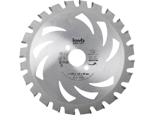 kwb 587938, Tungsten Carbide Tipped (TCT), Aluminium, Sponplate, Løvtre, Ikke-jernholdig metall, Plast, Blad metall, Rustfri stålplate..., 21,5 cm,...
