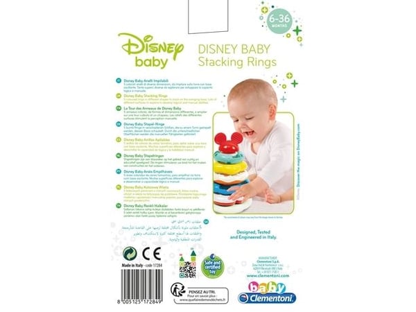 Clementoni Disney Baby Stacking Rings, 0,6 År, Multifärg