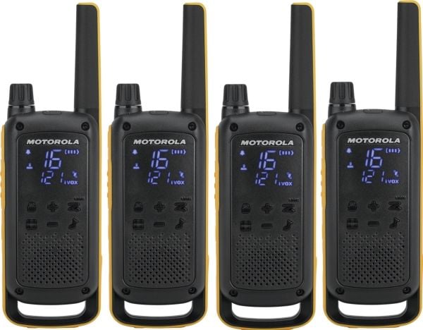 Motorola Talkabout T82 Extreme - Quad Pack - bärbar - tvåvägsradio - PMR - 446 MHz - 16-kanals - svart, gul (paket om 4)