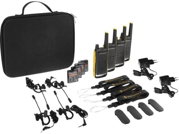 Motorola Talkabout T82 Extreme - Quad Pack - bärbar - tvåvägsradio - PMR - 446 MHz - 16-kanals - svart, gul (paket om 4)