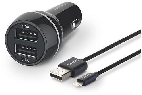 Philips DLP2220 - Strømadapter - 15.5 watt - 3.1 A - Ultra Fast Charge - 2 utgangskontakter (USB)