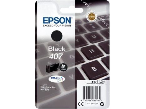 Epson 407 - 41.2 ml - L-størrelse - svart - original - blekkpatron - for WorkForce Pro WF-4745, WF-4745DTWF