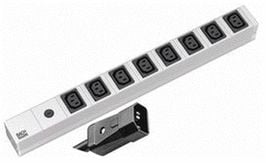 Bachmann 19'''' 2m 8 IEC320 C13 H05VV-F 3G 1.50mm², 2 m, Alumiini, Musta, Hopea, 8 AC-pistorasia(a), 10 A, Musta