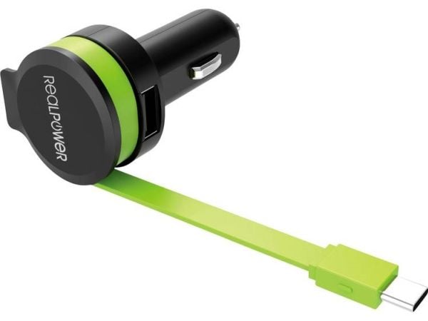 RealPower 257636, Auto, Tupakansytytin, 5 V, 0,58 m, Musta, Vihreä