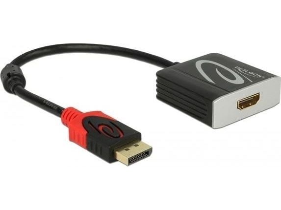 Delock - Video adapter - DisplayPort hann til HDMI hunn - 20 cm - grå, svart