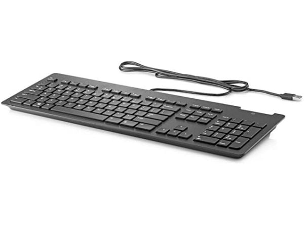 HP 911502-031, Full størrelse (100 og), Koblet med ledninger (ikke trådløs), USB, Mekanisk nøkkelbryter, QWERTY, Sort