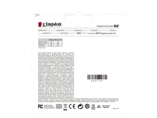 Kingston Technology DataTraveler 256 Gt Kyson USB flash-muistitikku, 256 GB, USB A-tyyppi, 3.2 Gen 1 (3.1 Gen 1), 200 MB/s, Ilman suojusta, Hopea