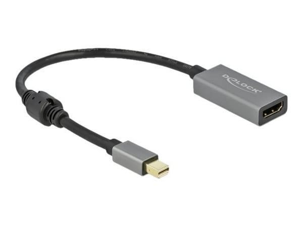 Delock - High Speed - adapterikaapeli - DisplayPort han til HDMI hun - 20 cm - grå, lajiteltu - aktivoitu
